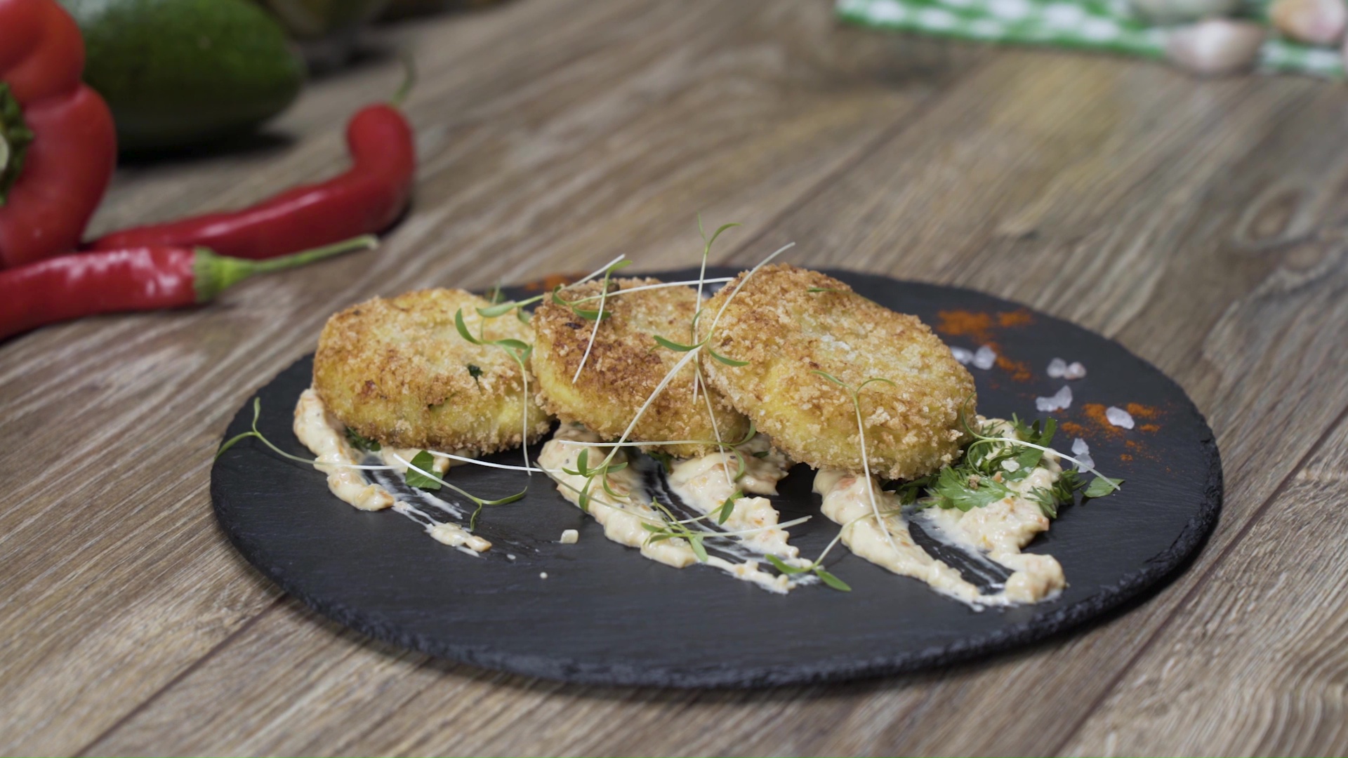 Potato cutlets with vegetable puree